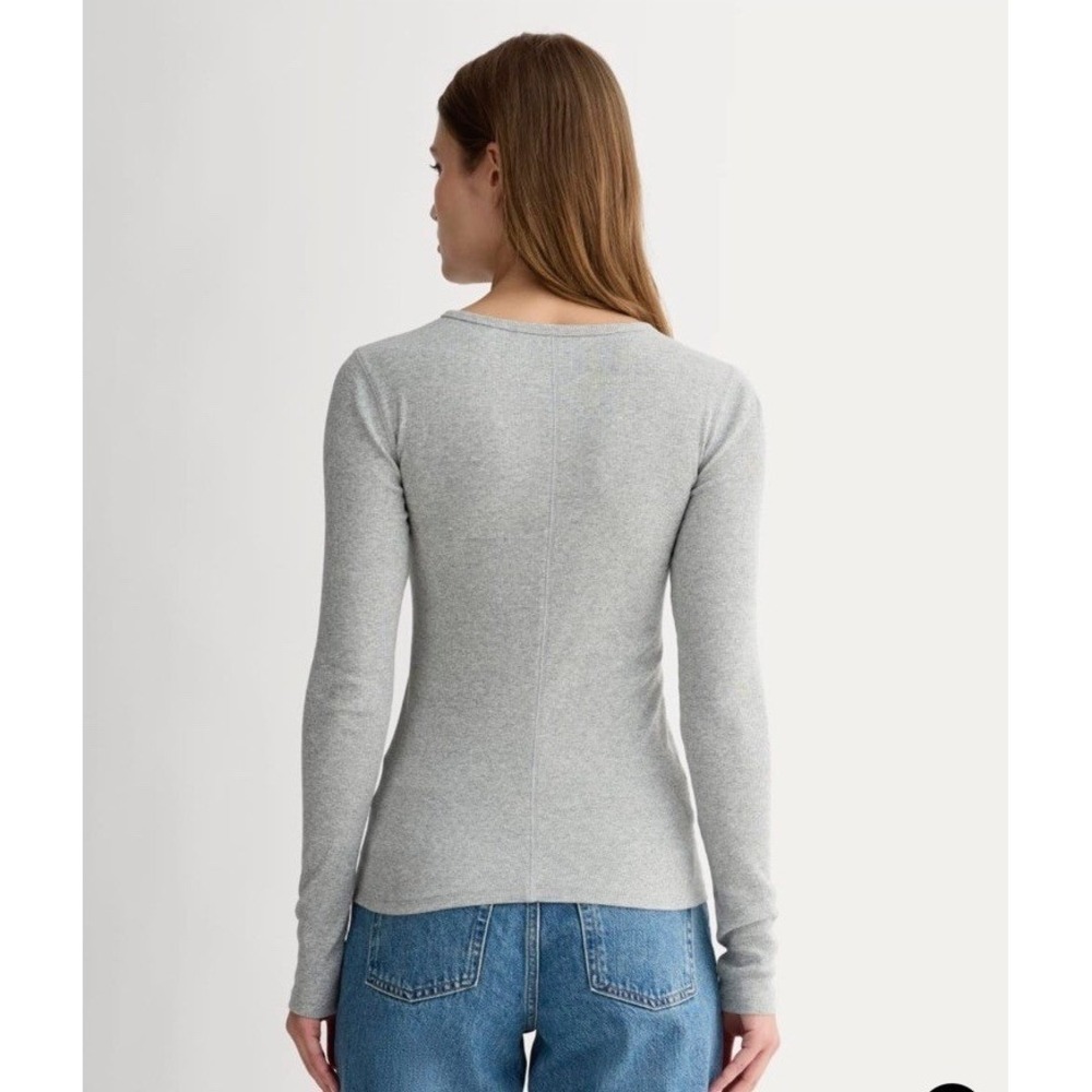 Everlane NWT Supima Cotton Luxe Micro-rib Long Sleeve Crew Heather Gray XS - Picture 2 of 9
